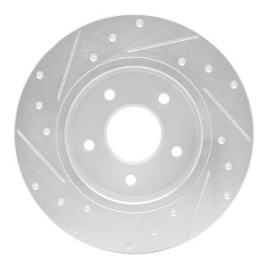 Nissan Kicks Brake Rotor (1) - Rear Right - R1 Concepts - Drilled & Slotted - Silver - `19-`25